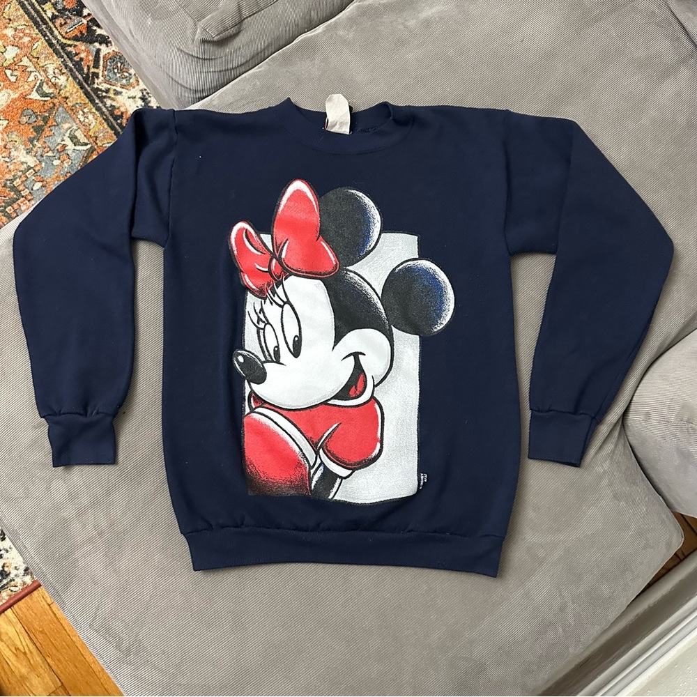 Vintage 90s Minnie Mouse Disney Mickey Unlimited Navy Sweatshirt Medium - Fits S
